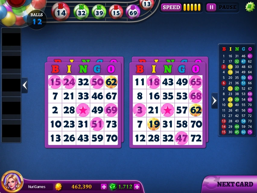 Bingo play · Balls, SPEED and history