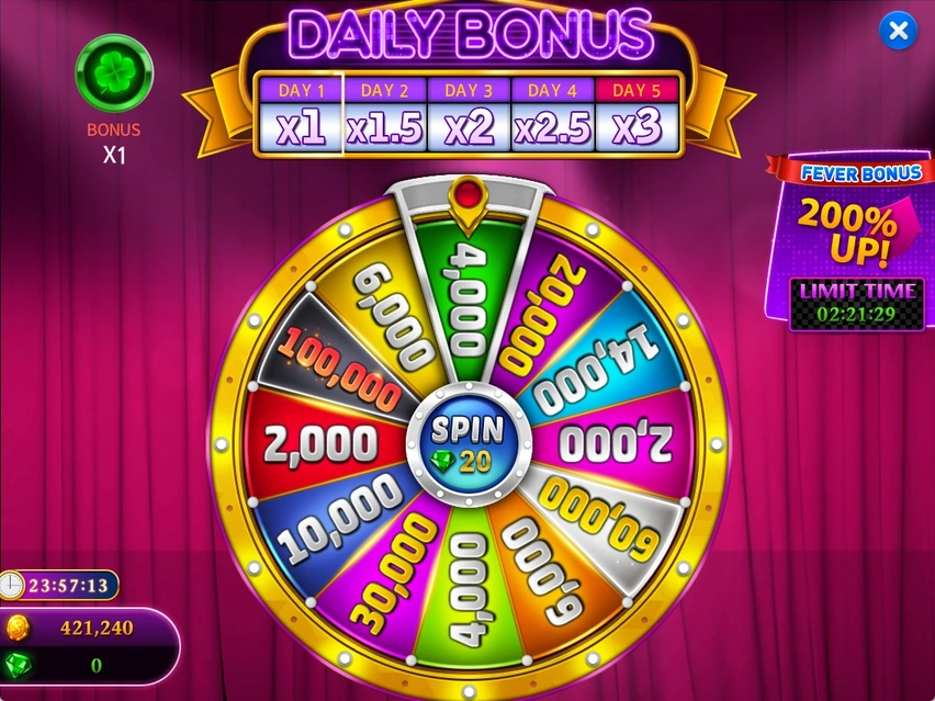 DAILY BONUS · Daily Wheel