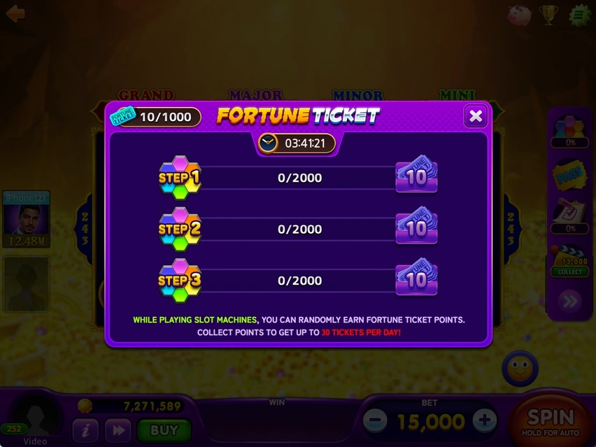 FORTUNE TICKET · Progress and rewards