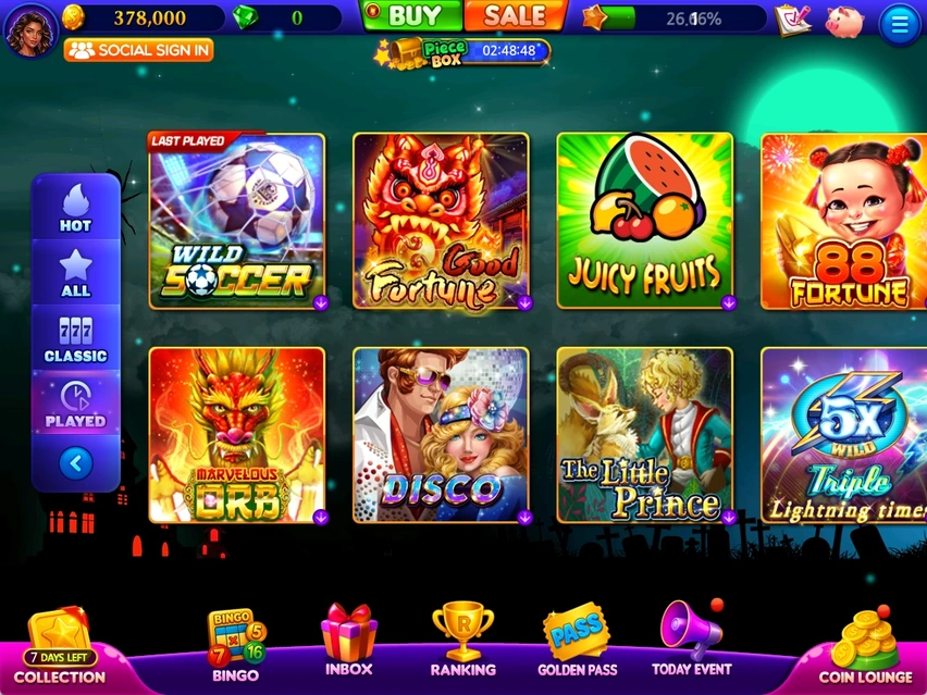 PLAYED · Recent slots