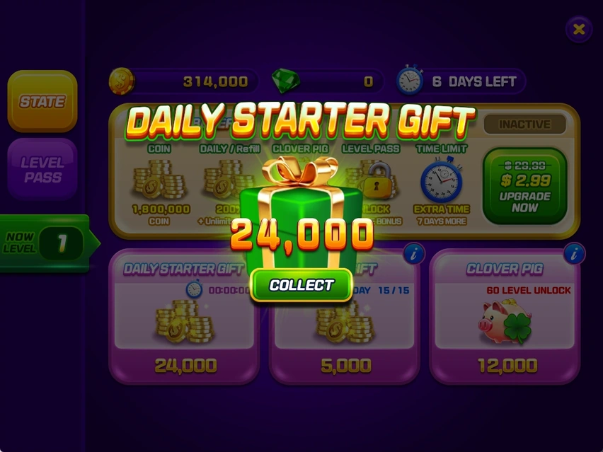 DAILY STARTER GIFT · Starter rewards