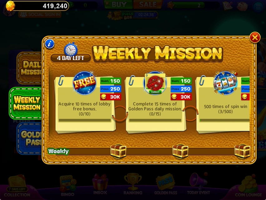 WEEKLY MISSION · Weekly targets